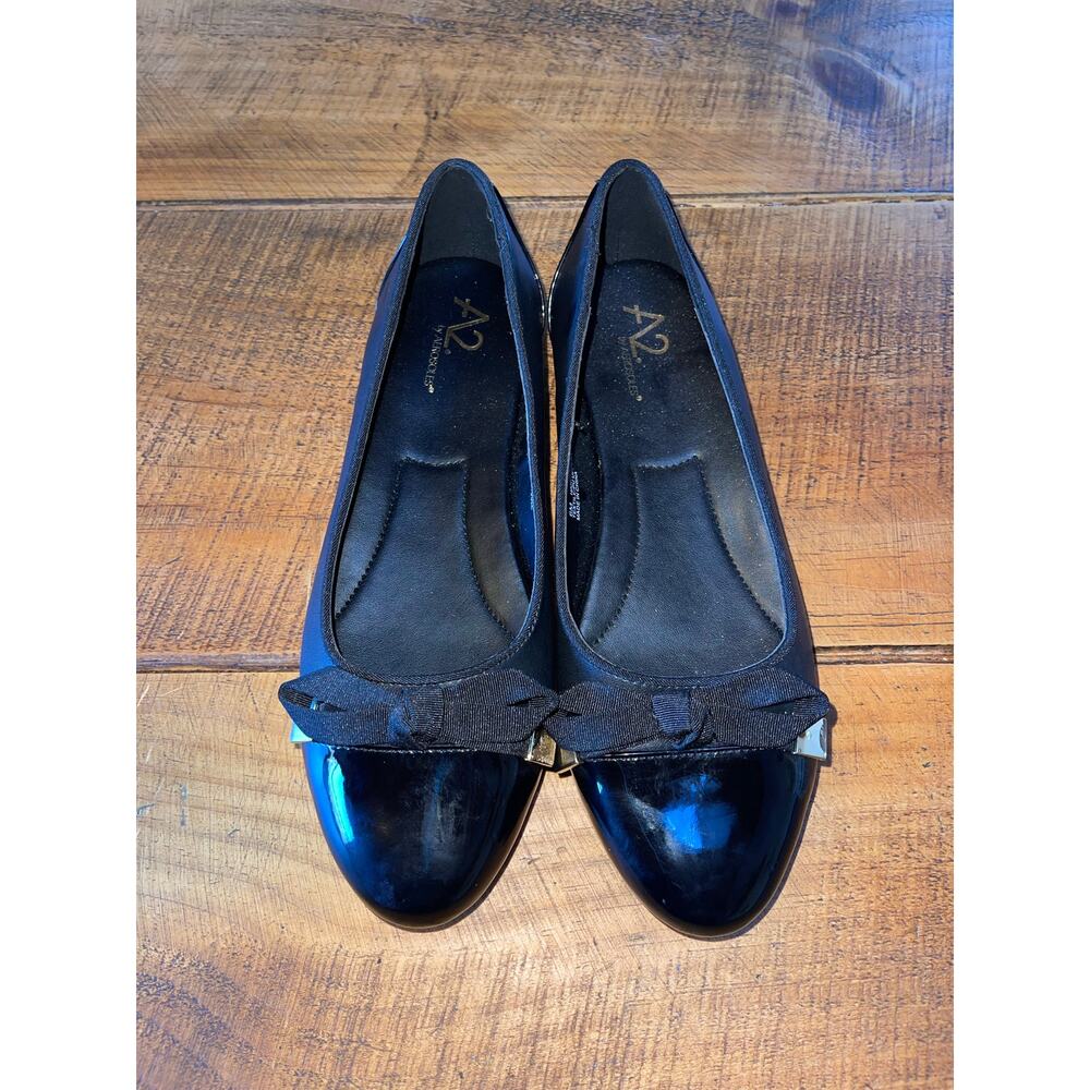 Womens A2 by Aerosoles Black Ballet Flats Cap Toe Bow Detail Size 6‎ - Picture 2 of 10